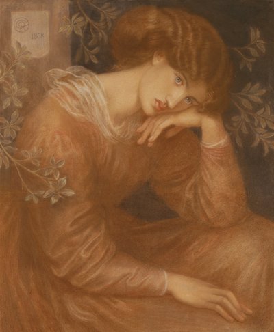 Reverie、1868（紙に色のチョーク） 作： Dante Gabriel Charles Rossetti